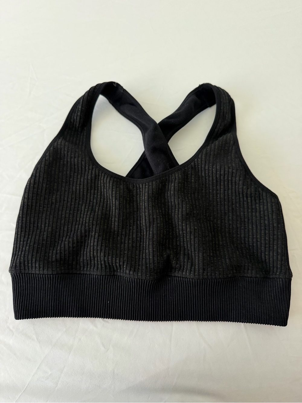 JoyLab Black Ribbed Crossover Sports Bra
